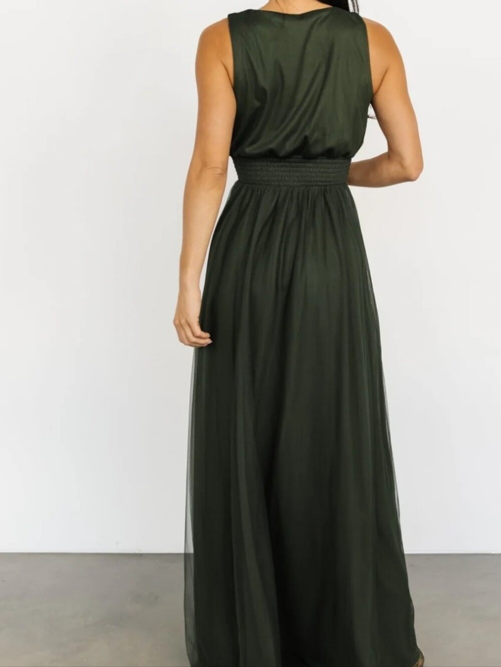 Baltic Born Kamila Tulle Maxi Dress, Size L, Juniper Green